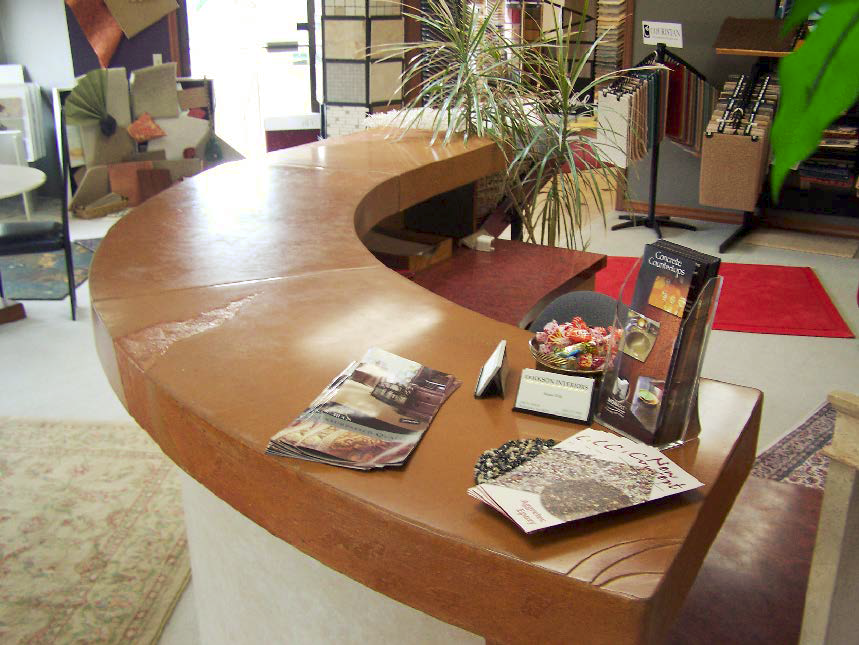Concrete Curved reception desk made from a form