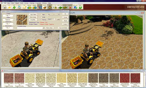 Using software to show what your space would look like with decorative concrete applications.