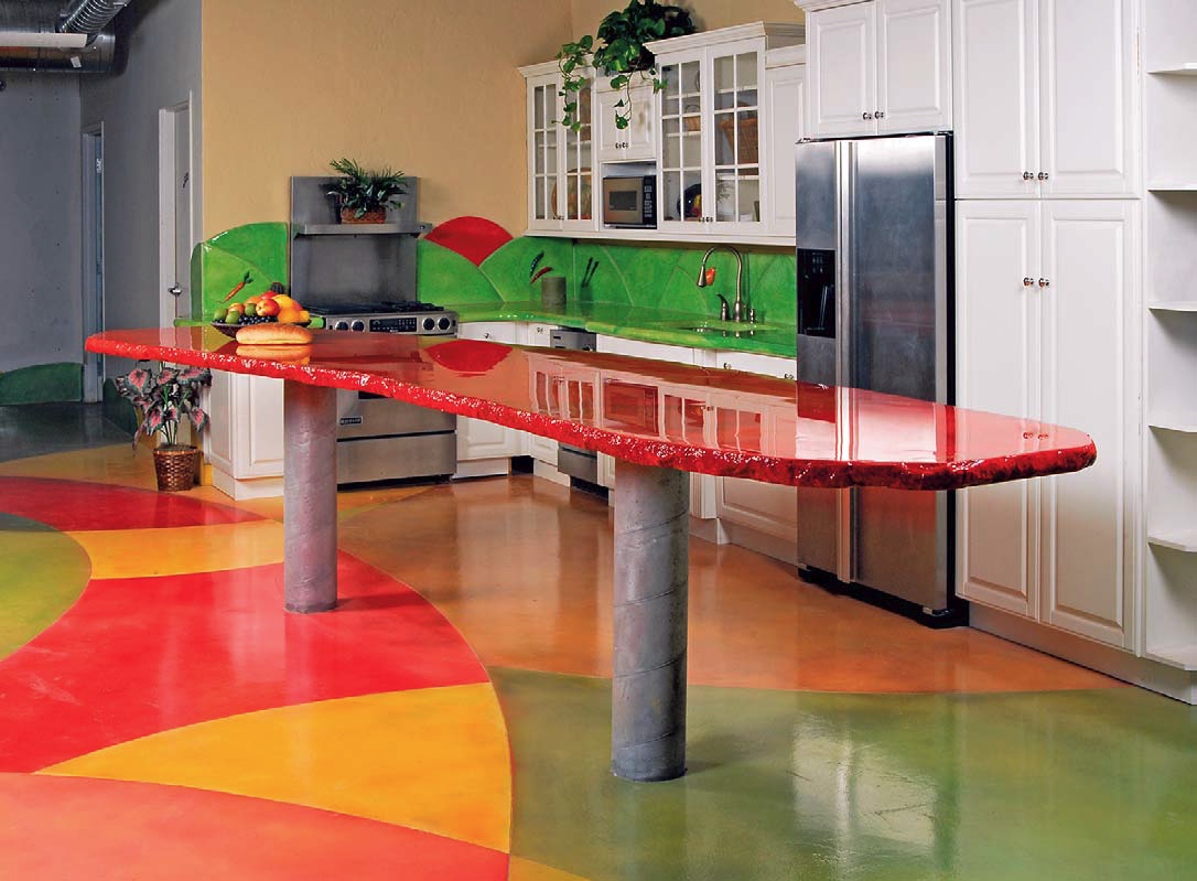 Red Glossy high end Concrete Countertops