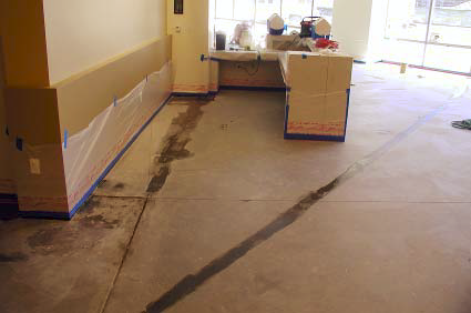 A concrete floor that has been mechanically stripped