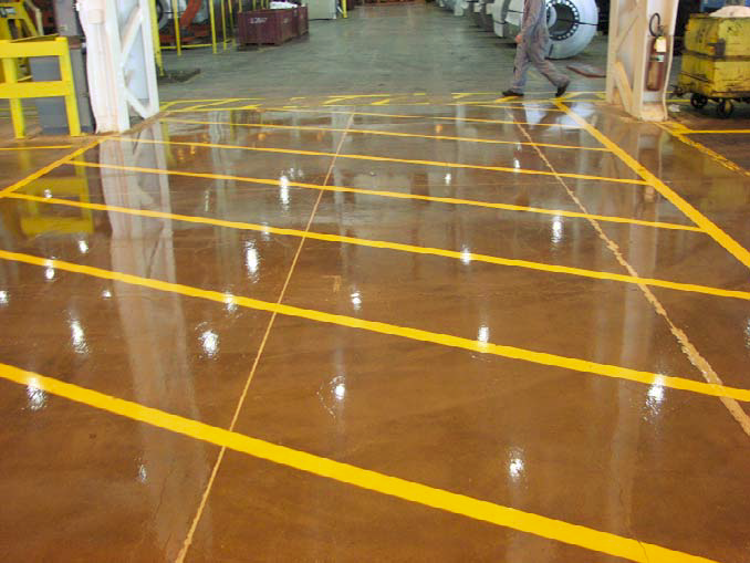 Lines are easily achieved with RapidShield as seen in his floor with yellow no parking lines.