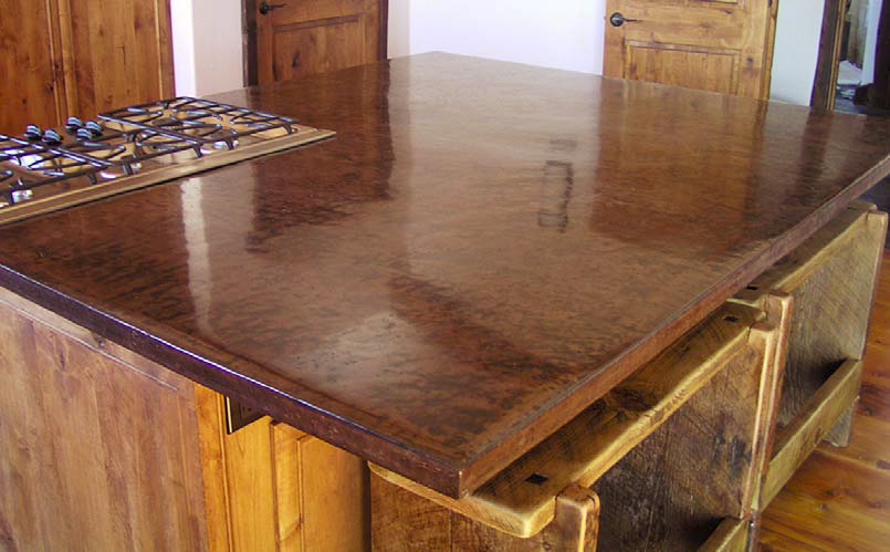 A kitchen island reiforced with PVA fibers in the concrete mix.