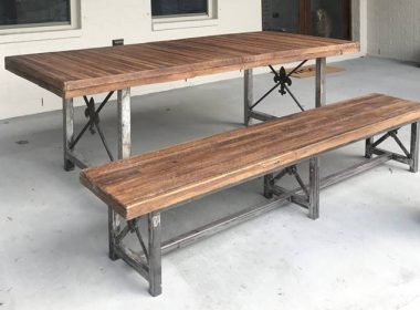 Concrete table and bench that looks like wood