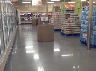 A grocery store with polished concrete that has been densified.