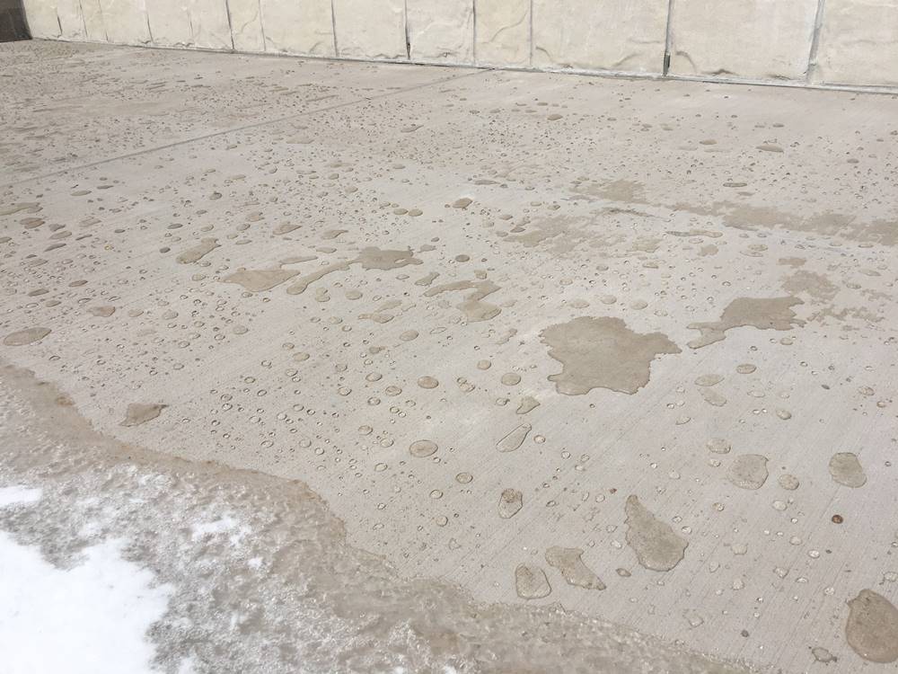 Concrete surface that has waterproofing applied to it.