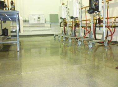 A warehouse space finished with bonded abrasive polished concrete