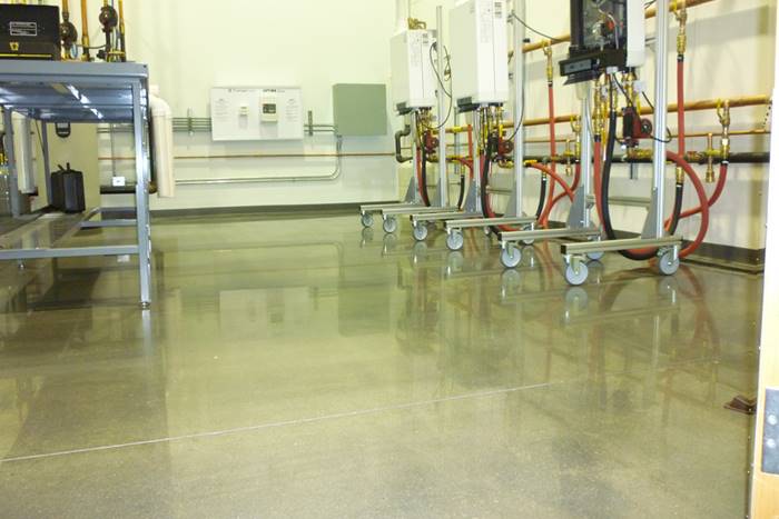 A warehouse space finished with bonded abrasive polished concrete