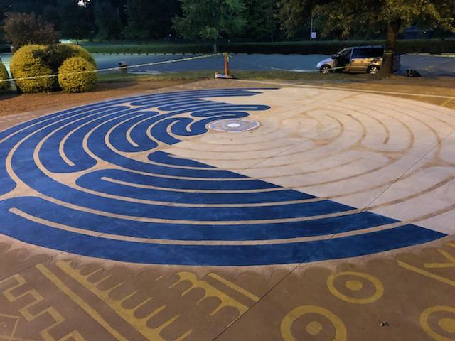 Afro-centric labyrinth on concrete