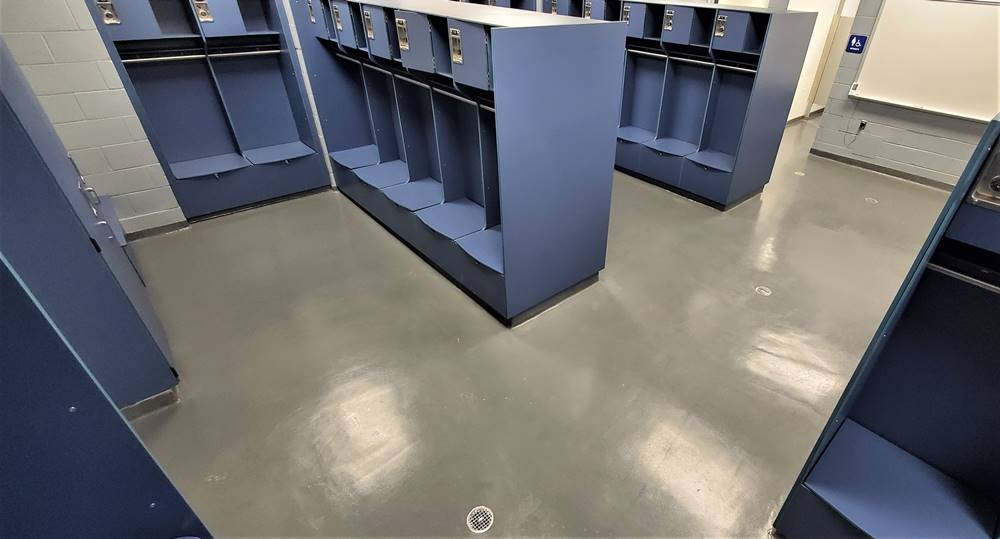 Urethane-modified Concrete in a locker room