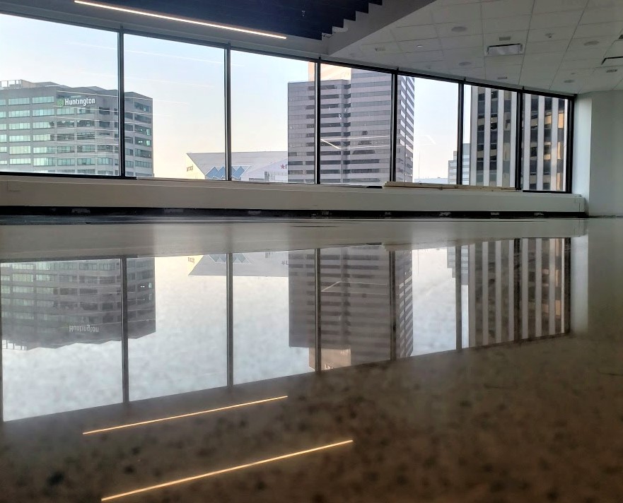 salt-and-pepper polished topping overlay on the 15th floor of a Cincinnati skyscraper home to US Bank