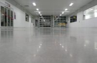 A polished concrete garage