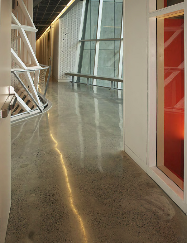 Concrete floors at The Cooper Union, a top architecture and engineering college in New York City, were treated with Prosoco Consolideck LS lithium-silicate hardener/densifier and polished up to an 800-grit resin finish. Steve Zito, Industrial Floorworks, Oceanside, N.Y., did the work.