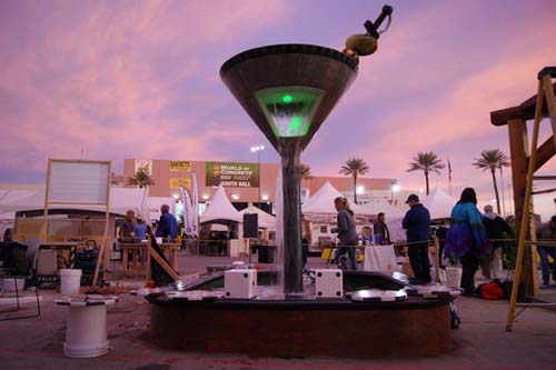 Seeing the concrete martini glass at twilight.
