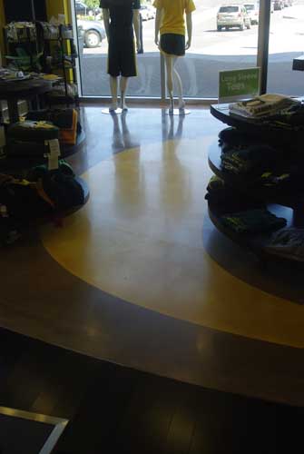 A look at the front doors of this school spirit store with epoxy floors installed.