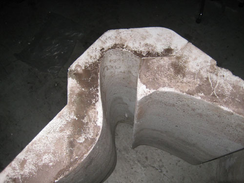 A close up look at the cut concrete foam.