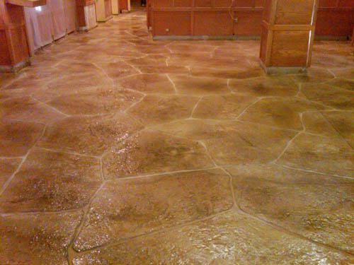 The finished floor in the Sugar Loaf Ski Resort that was renovated with a stampable overlay.