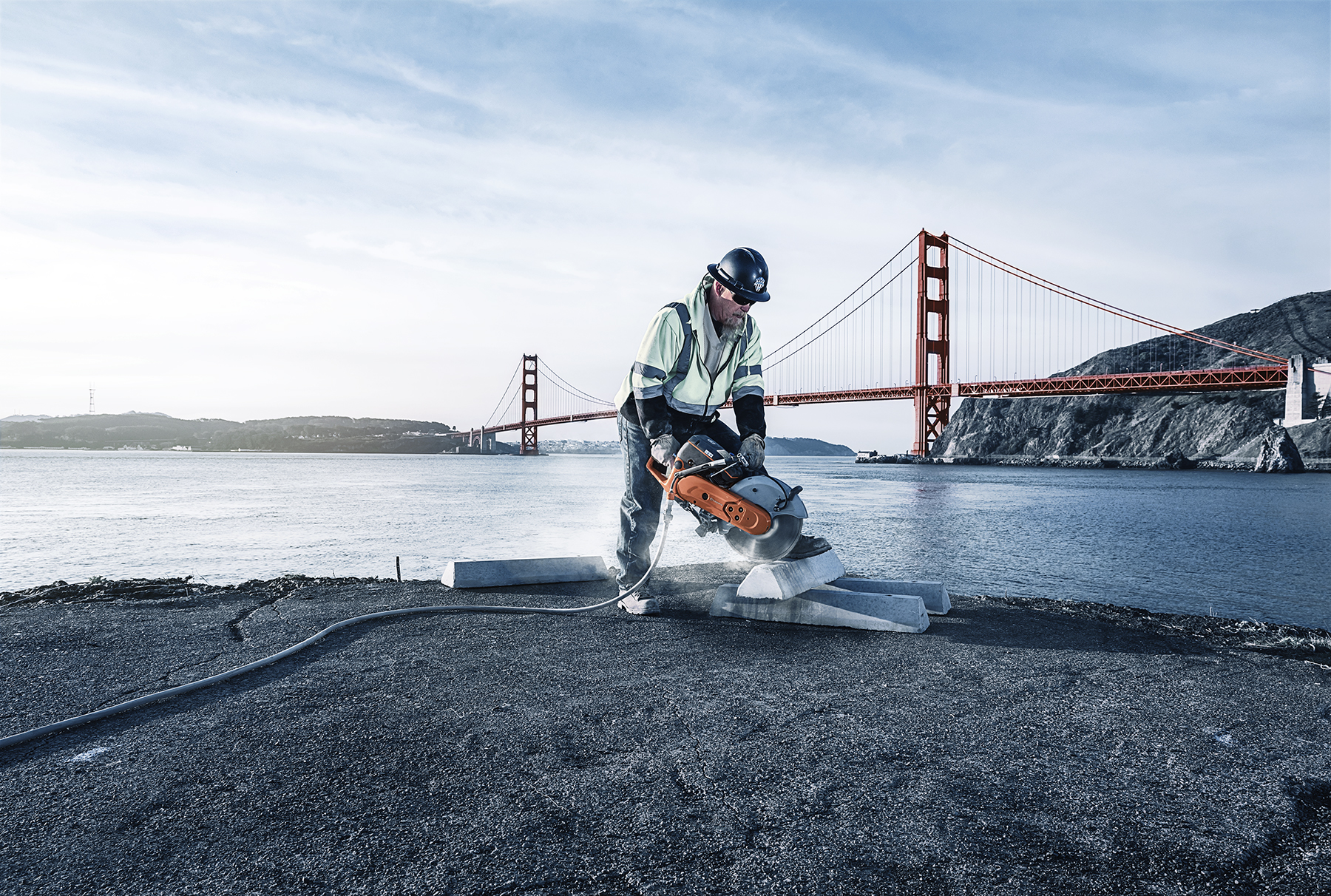 Husqvarna saw being used by the Golden Gate Bridge