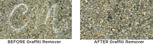 Before and after graffiti remover by Prosoco - Defacer Eraser