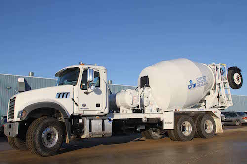 Cement truck that is up for auction.