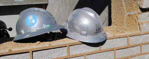 Silver Hard Hats from the 2018 Decorative Concrete Live space at World of concrete