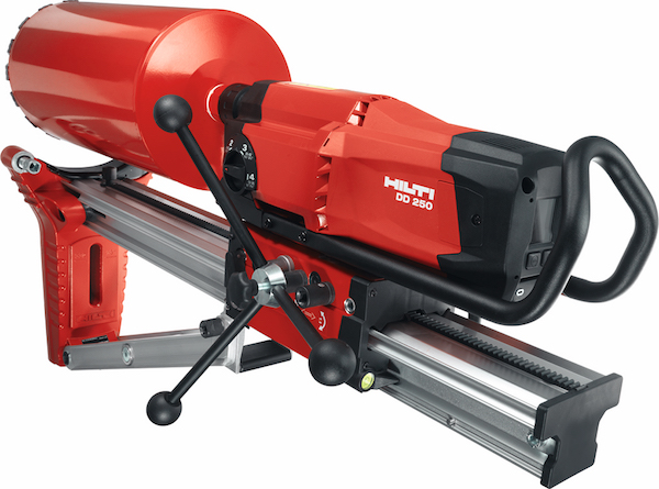 From small anchor holes to large diameter holes in concrete with heavy rebar, the new Hilti Diamond coring tool DD 250 delivers fast drilling speeds and more than enough torque to get the job done. 