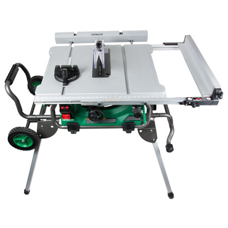 Hitachi Power Tools announced a new addition to its woodworking product line with the launch of a 10 job site table saw with fold and roll stand- model C10RJ.