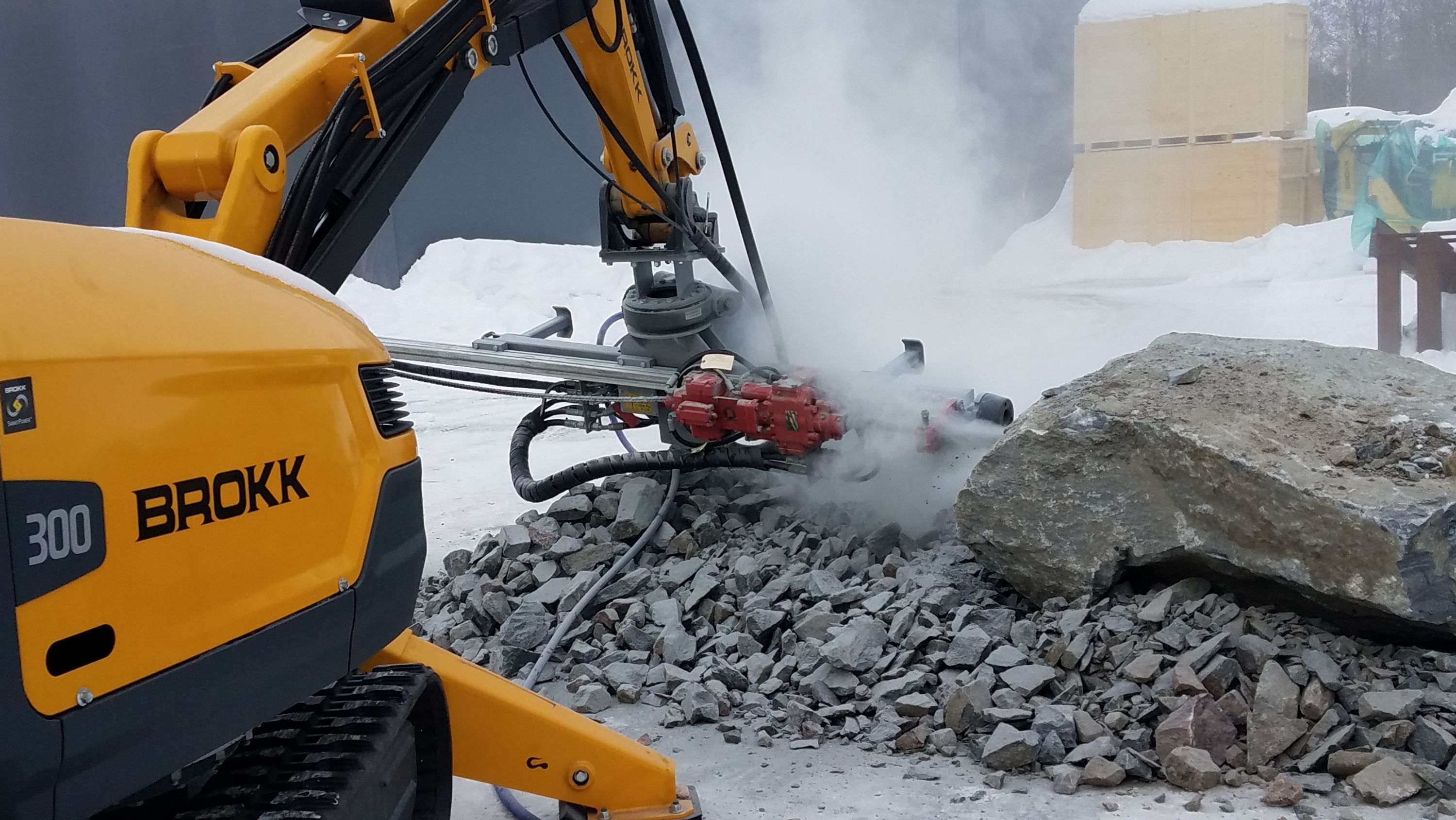 Brokk delivers a sleek, low-profile design and impressive power-to-weight ratio with the new MMB326 hydraulic drifter rock drill attachment from TEI Rock Drills.