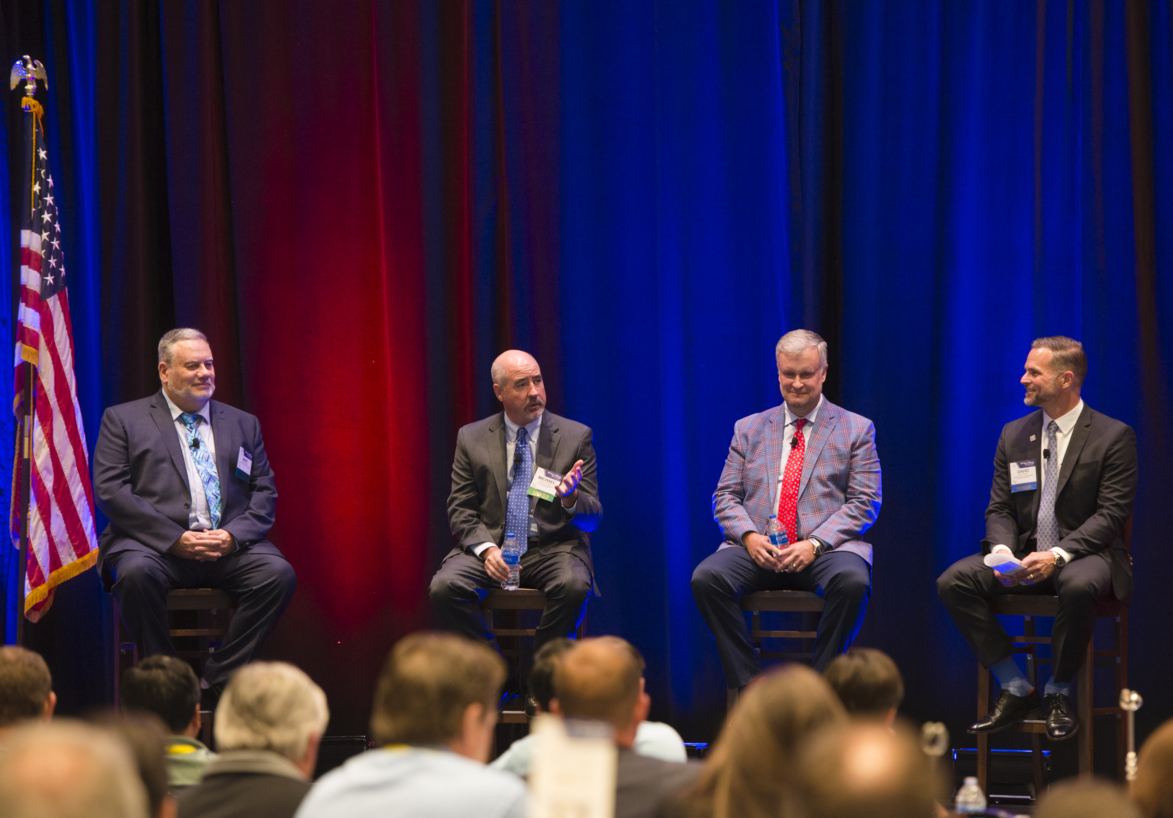 Left to right:  Michael Ireland, president and CEO, Portland Cement Association (PCA); Michael Philipps, president, National Ready Mixed Concrete Association (NRMCA); and Michael Johnson, president and CEO, National Stone, Sand & Gravel Association (NSSGA). TACA President David Perkins moderated the panel.