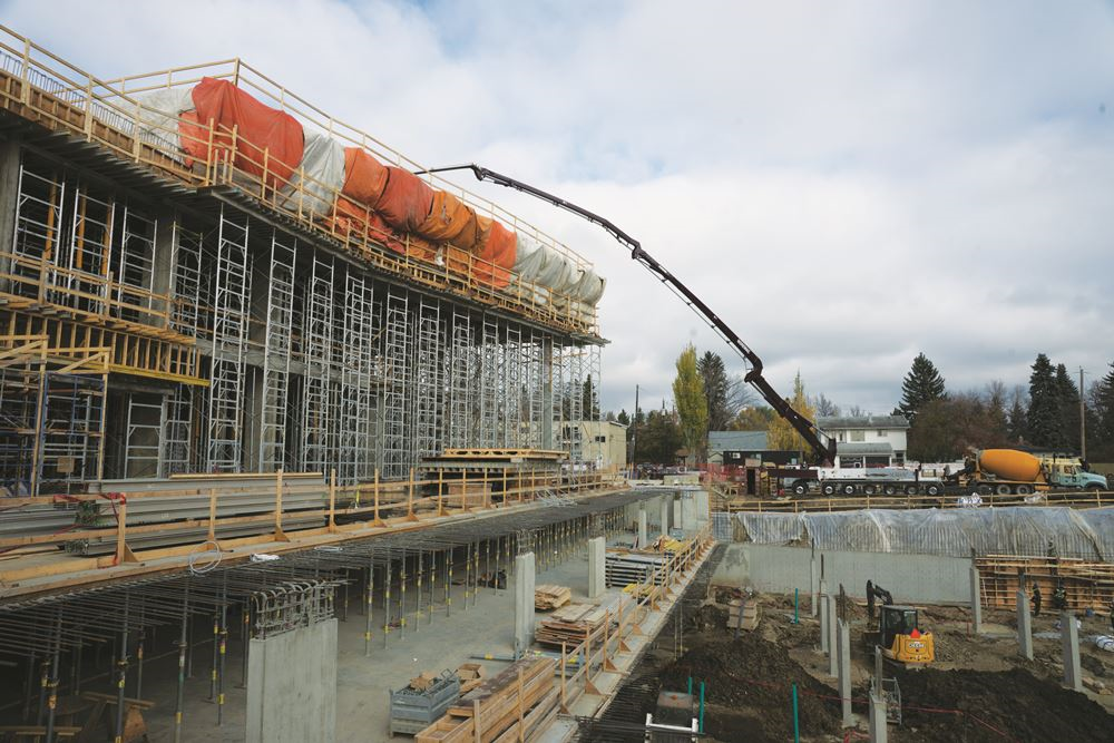 The merger with CPAC will bring increased visibility to concrete pumping projects across North America, such as this one in Edmonton, Alberta. 