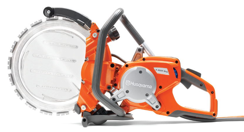 The Husqvarna K 6500 Ring is the first electric ring power cutter from Husqvarna. This machine is capable of cutting 10 inches (270 mm) deep. The machine can be powered by either the PP 65 or PP 220 power pack.