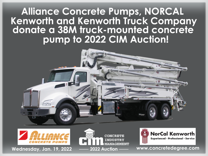 Alliance Concrete Pumps donation for CIM Auction