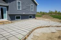 composite rebar used on a curved concrete patio pour