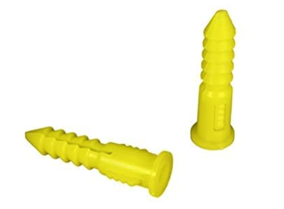 Confast Yellow Plastic Ribbed Anchor for Light Duty Applications