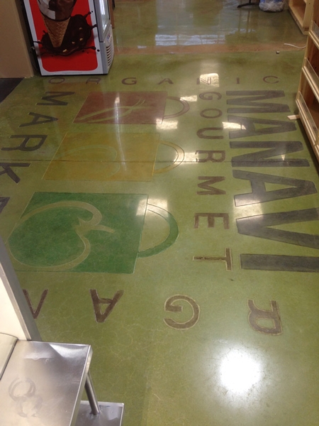 dyed and polished floor in a super market