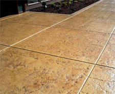 Stained and stamped concrete walkway.