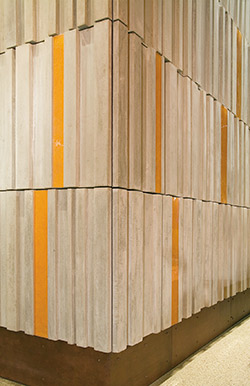 Book look concrete wall made of glass filament reinforced concrete, in Amazon.com headquarters