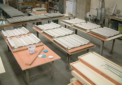 Making concrete molds for book panels in Amazon.com's interior walls