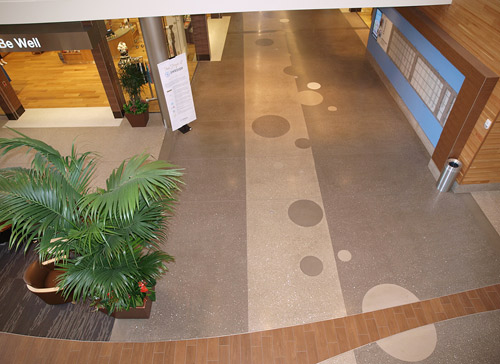 This polishable overlay resurfacing system from Deco-Pour contains post-consumer waste, regional materials and recycled content. It helped Swedish Medical Center, Issaquah, Wash., meet LEED criteria.