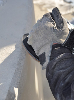 We also had to be safety-conscious, as we always are, regarding the grinding dust and the potential cuts and scratches that could occur from small pieces of concrete grindings.