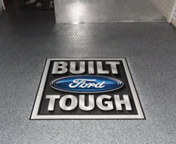 Ford logo in decorative concrete floor