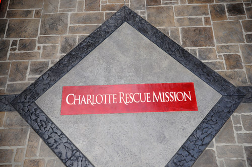 The finished logo on the front driveway of the Charlotte Rescue Mission.
