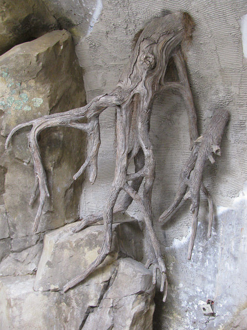 Concrete carved tree roots look like the real thing.