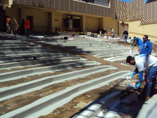 Soon after it was reconstructed, the John Anson Ford Amphitheatre fell victim to severe water damage. Waterproofing leaking created havoc, causing damage to offices, storage space and the bar area below the deck, said Bernards general contracting superintendent Donny Berry.