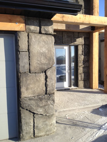 A look at the lumber and how it enhances the concrete carvings.