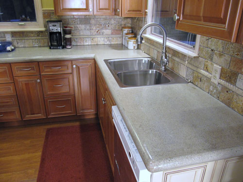Another angle of the fifth place kitchen concrete countertop.