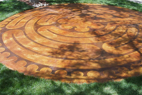 Goodman stained within the lines with Dark Walnut Chemstain to color the walking path in the labyrinth.