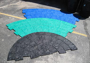 Three different tools make up Butterfield Colors natural-looking cobblestone circle pattern. They can be used together or separately to form various medallions and borders.