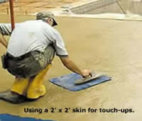 Use smaller Concrete Skins to touch up areas on the curing slab.