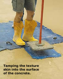 Tamping Concrete Skins while still on the concrete helps bolster the look of the skin.