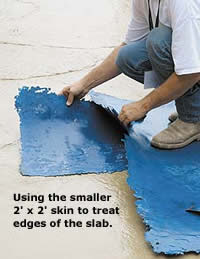 Treat the edges of a curing slab with smaller texture skins bringing the pattern all the way to the edge.